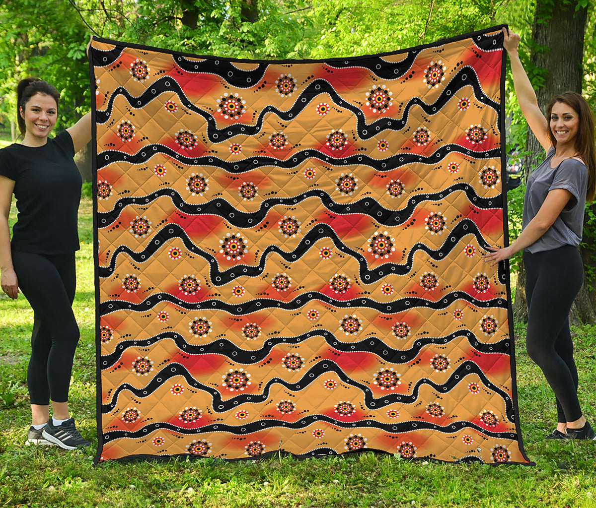 Australian Aboriginal Pattern Print Quilt