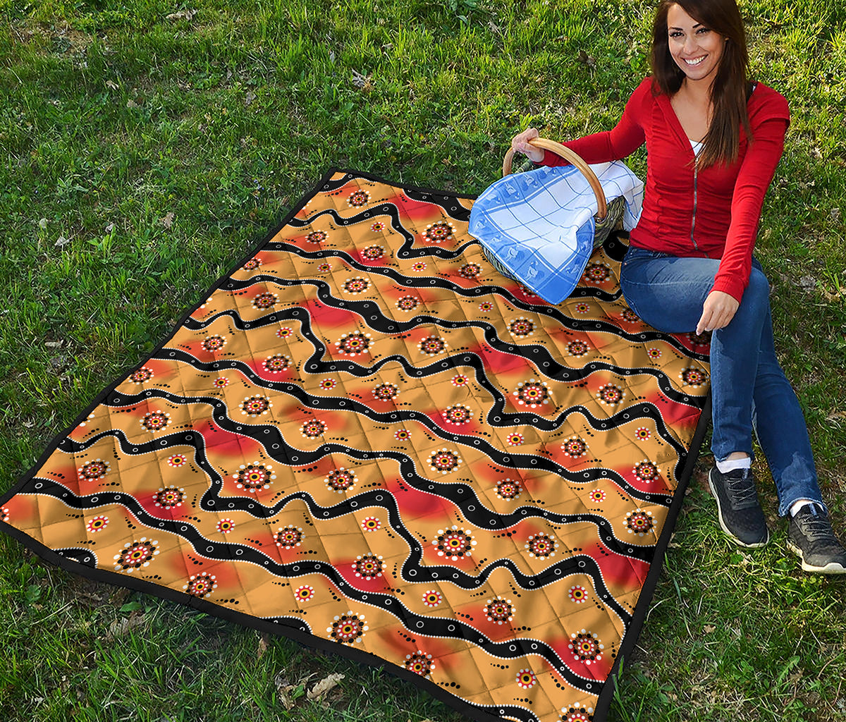 Australian Aboriginal Pattern Print Quilt
