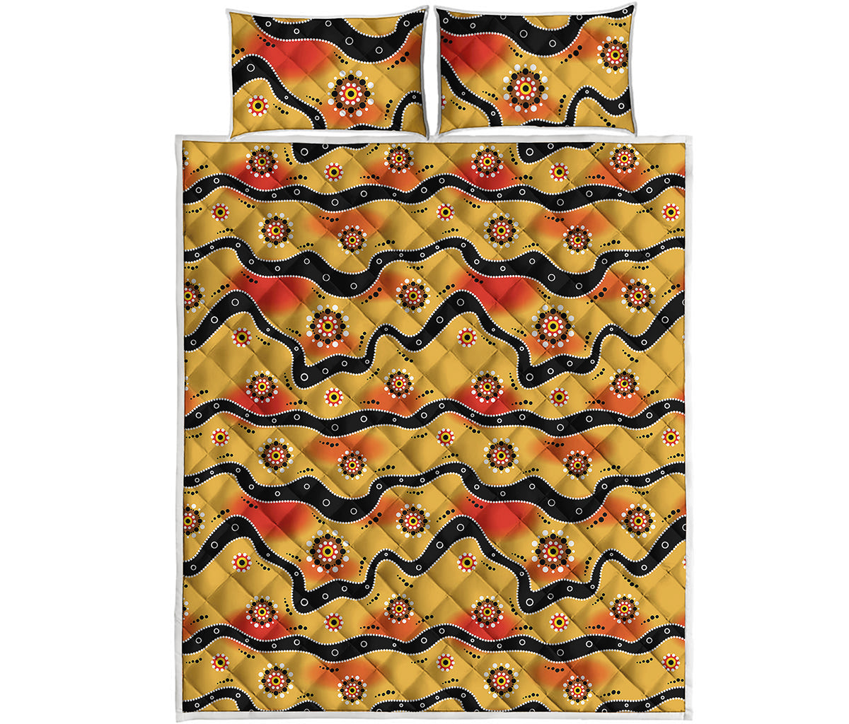 Australian Aboriginal Pattern Print Quilt Bed Set