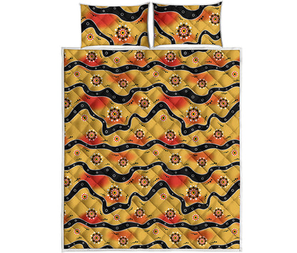 Australian Aboriginal Pattern Print Quilt Bed Set