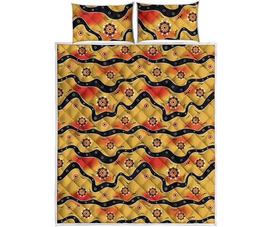 Australian Aboriginal Pattern Print Quilt Bed Set