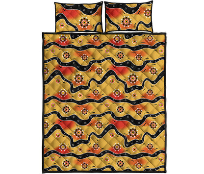 Australian Aboriginal Pattern Print Quilt Bed Set