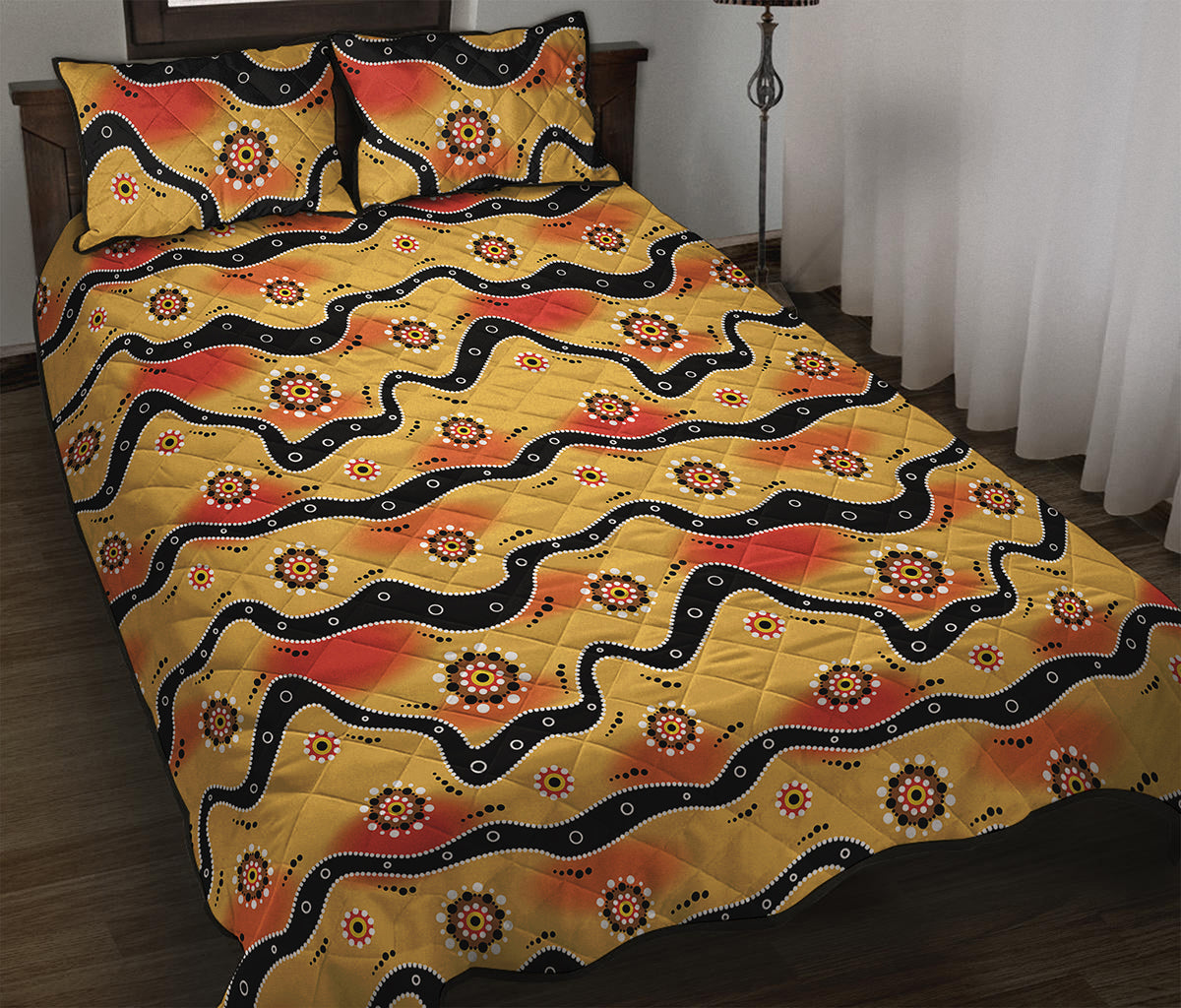 Australian Aboriginal Pattern Print Quilt Bed Set