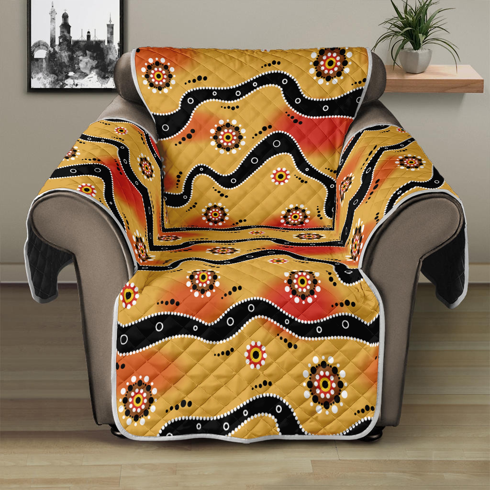 Australian Aboriginal Pattern Print Recliner Protector