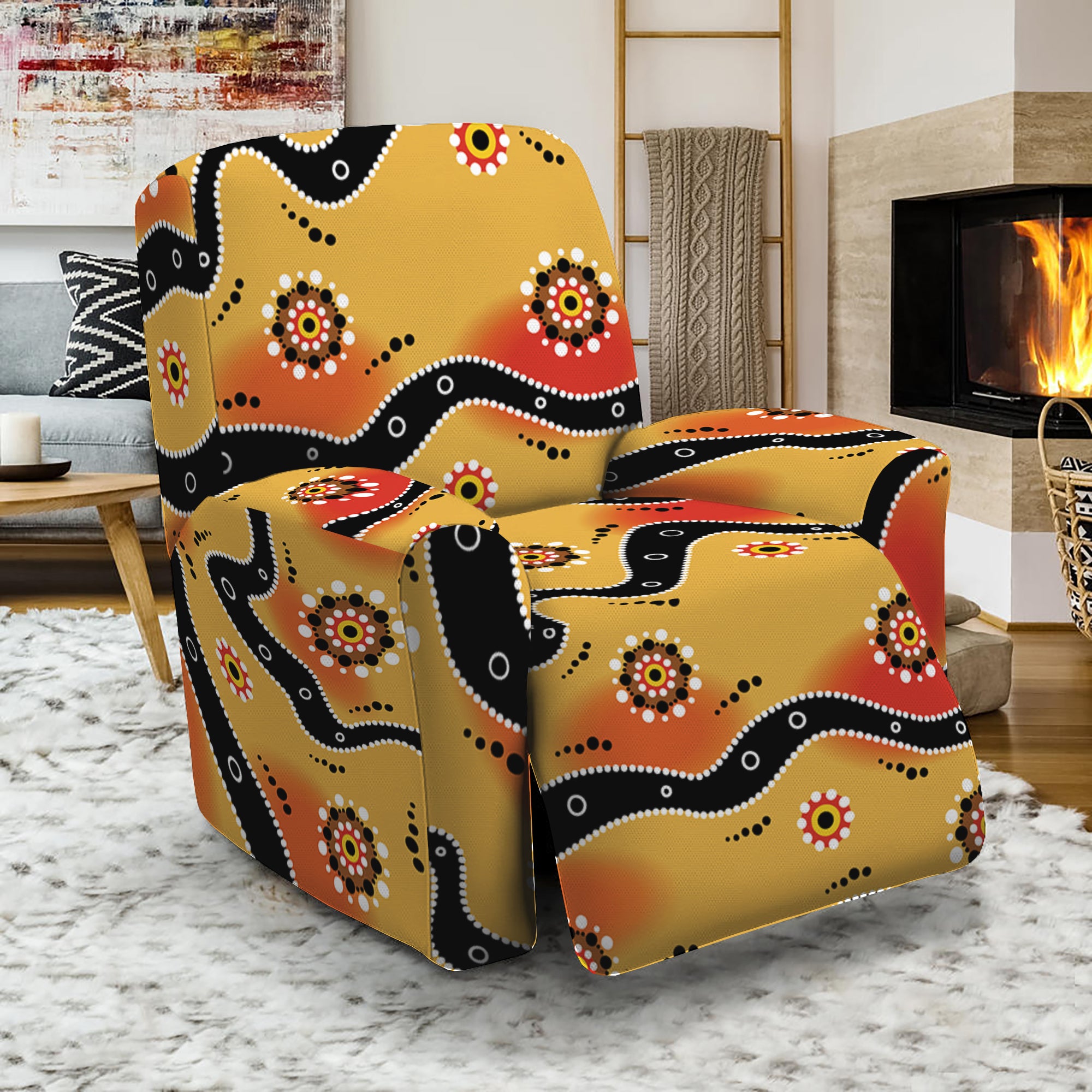 Australian Aboriginal Pattern Print Recliner Slipcover