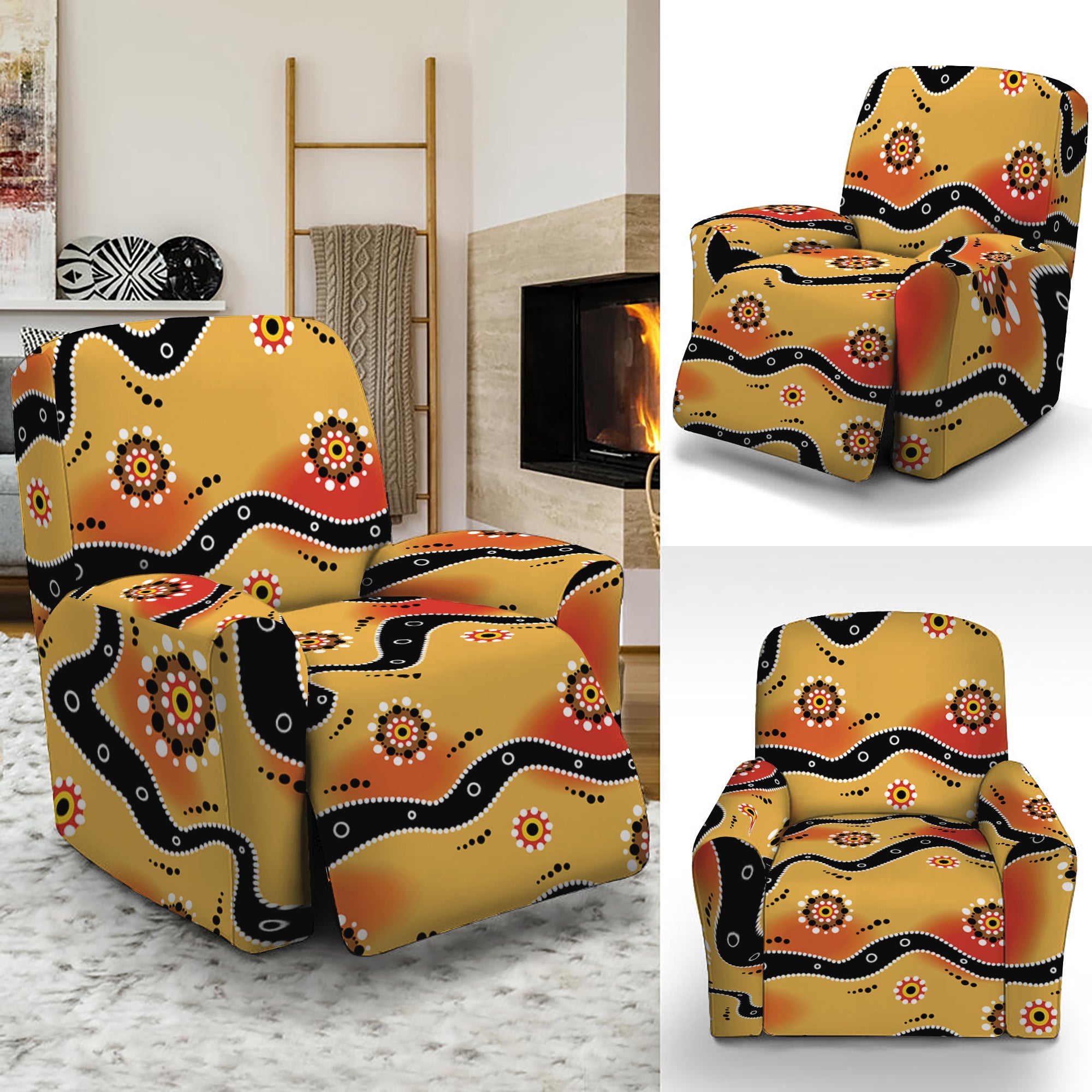 Australian Aboriginal Pattern Print Recliner Slipcover