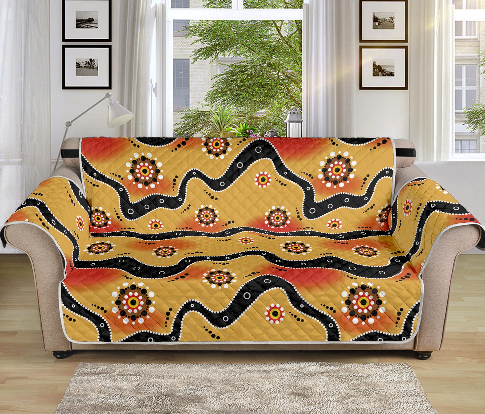 Australian Aboriginal Pattern Print Sofa Protector