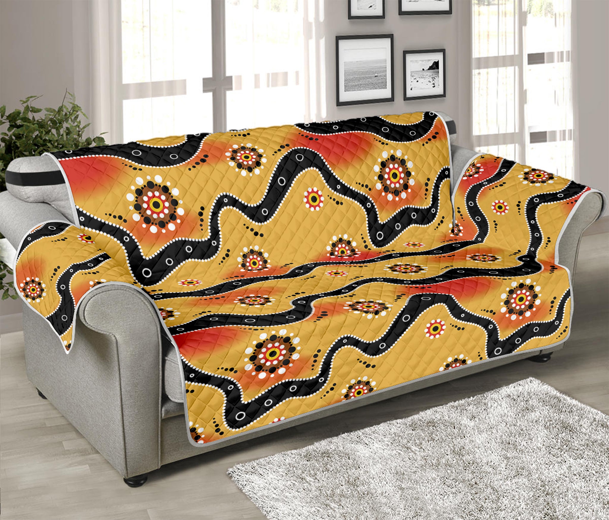 Australian Aboriginal Pattern Print Sofa Protector