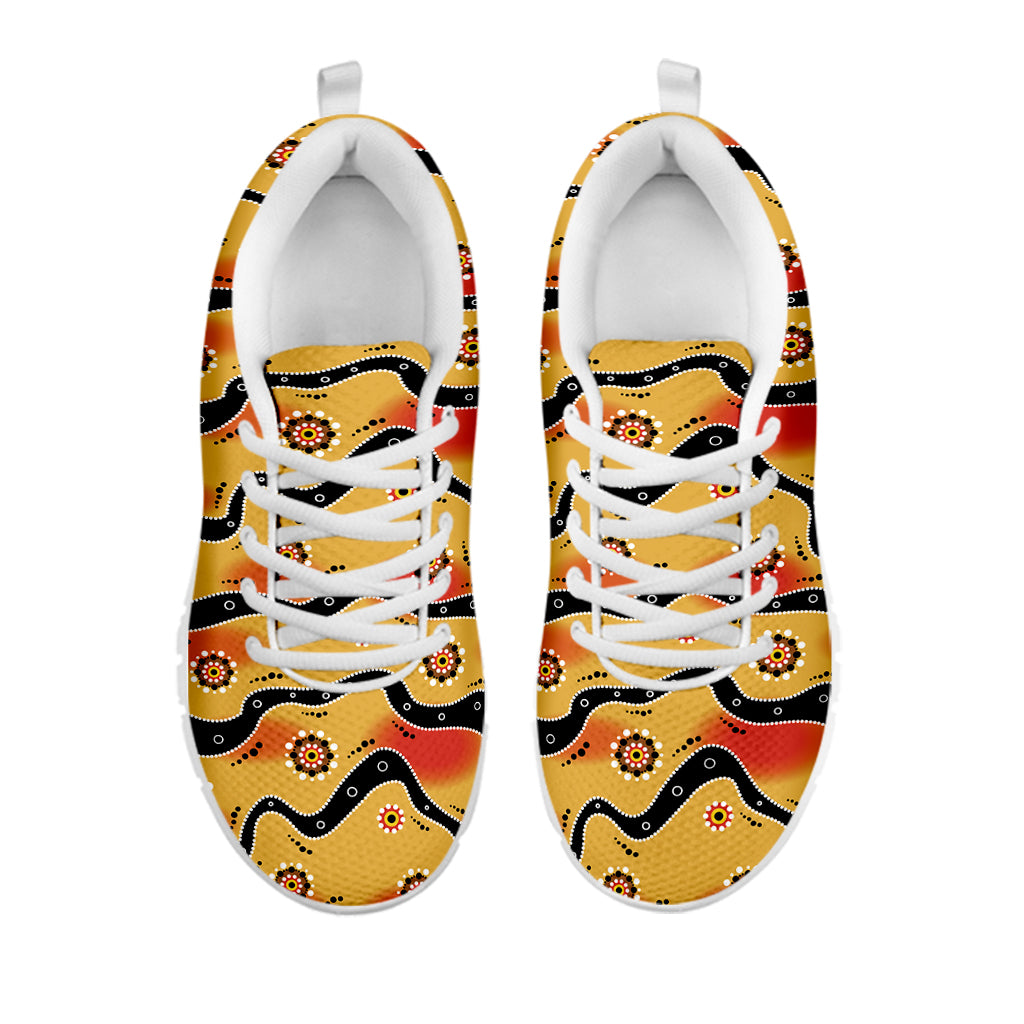 Australian Aboriginal Pattern Print White Sneakers