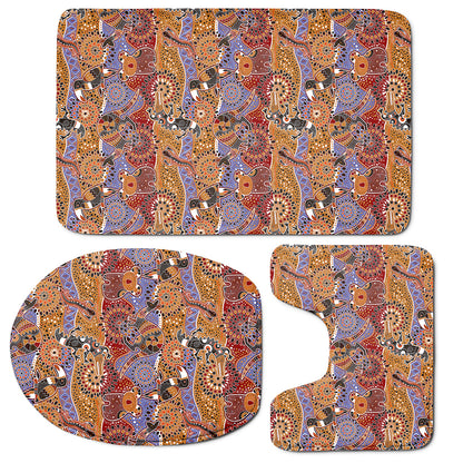 Australian Animals Pattern Print 3 Piece Bath Mat Set