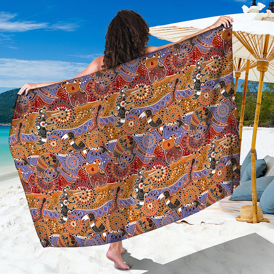 Australian Animals Pattern Print Beach Sarong Wrap