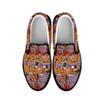 Australian Animals Pattern Print Black Slip On Shoes