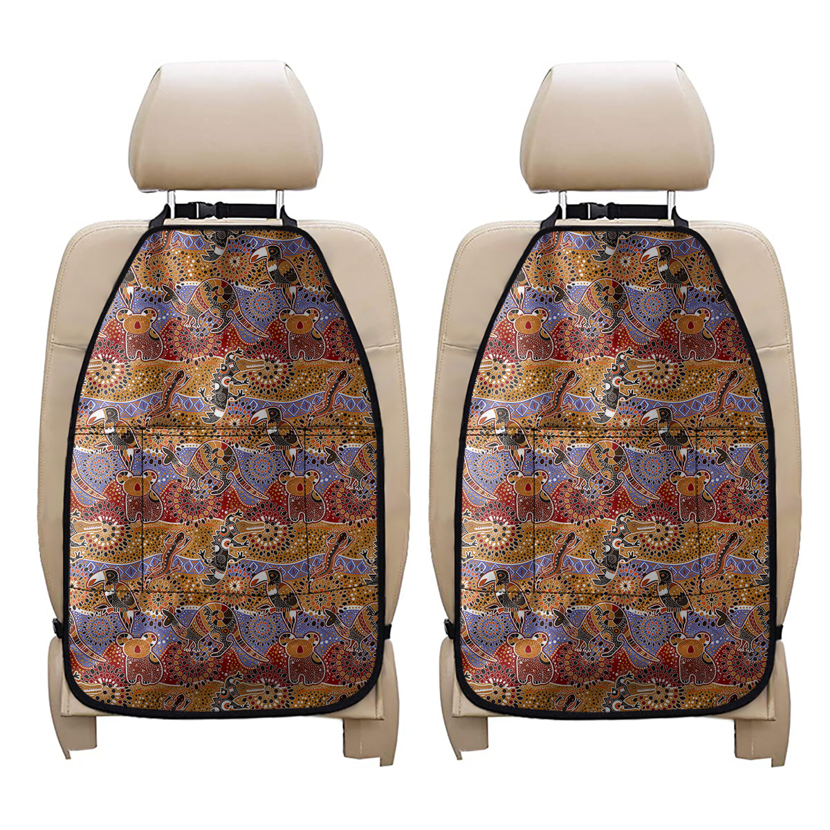 Australian Animals Pattern Print Car Seat Organizers