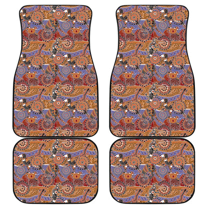 Australian Animals Pattern Print Front and Back Car Floor Mats