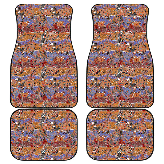 Australian Animals Pattern Print Front and Back Car Floor Mats
