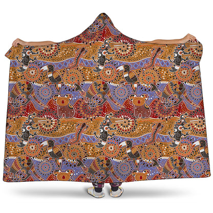 Australian Animals Pattern Print Hooded Blanket
