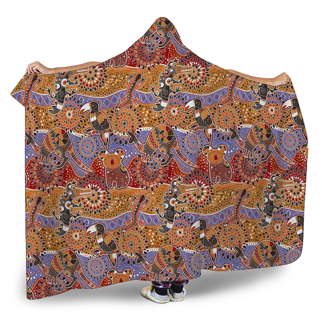 Australian Animals Pattern Print Hooded Blanket