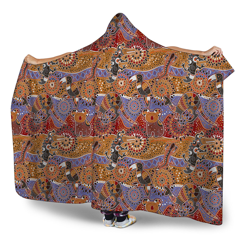 Australian Animals Pattern Print Hooded Blanket