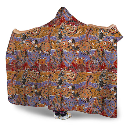 Australian Animals Pattern Print Hooded Blanket