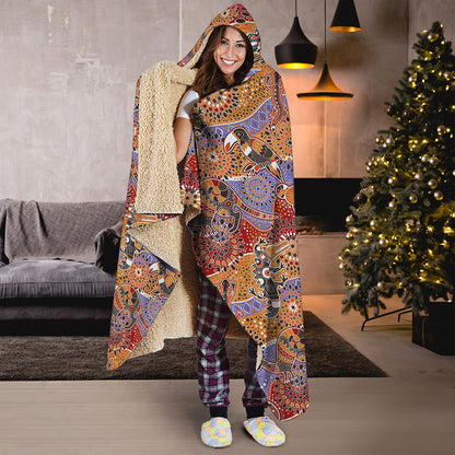 Australian Animals Pattern Print Hooded Blanket
