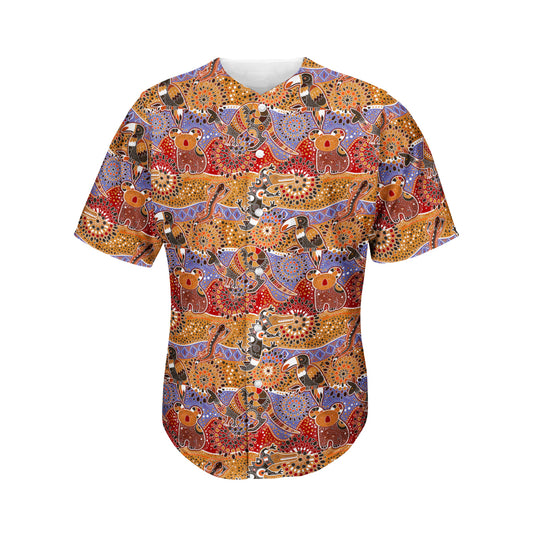 Australian Animals Pattern Print Men's Baseball Jersey