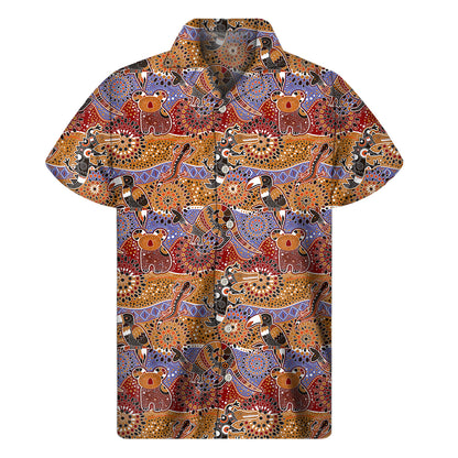 Australian Animals Pattern Print Men's Short Sleeve Shirt