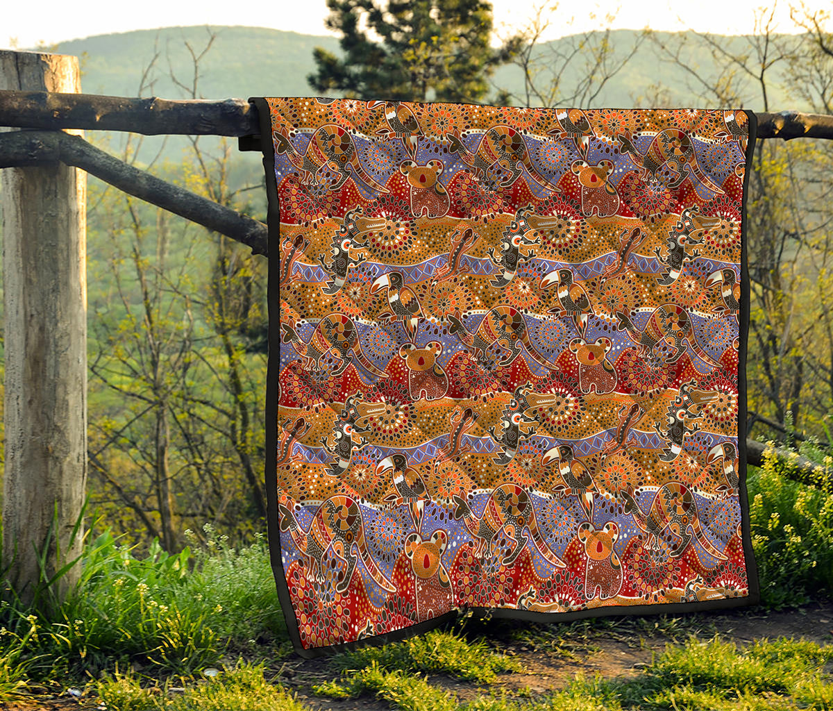 Australian Animals Pattern Print Quilt