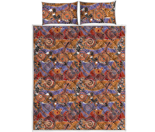 Australian Animals Pattern Print Quilt Bed Set
