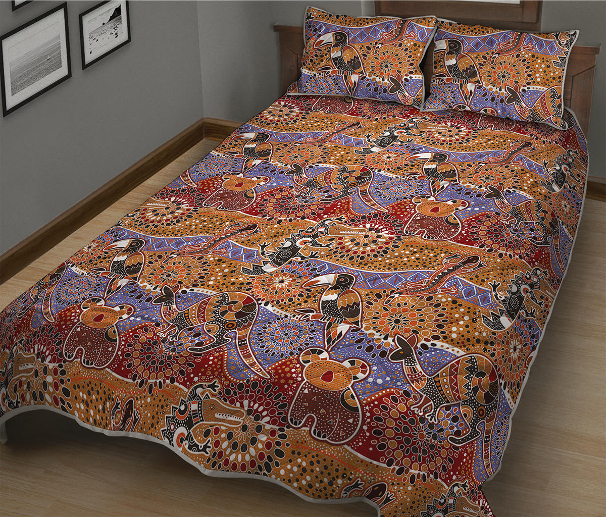 Australian Animals Pattern Print Quilt Bed Set