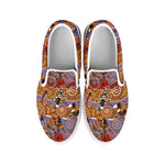 Australian Animals Pattern Print White Slip On Shoes