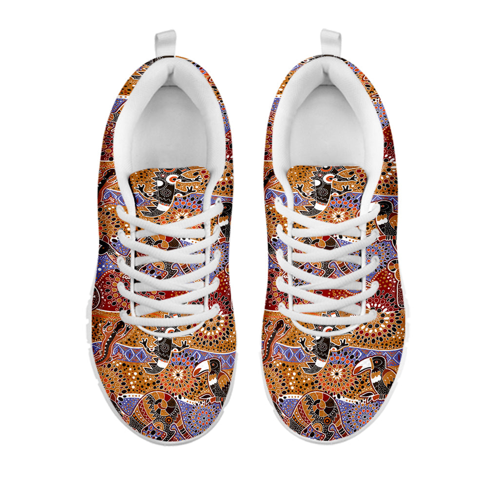 Australian Animals Pattern Print White Sneakers