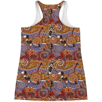 Australian Animals Pattern Print Women's Racerback Tank Top