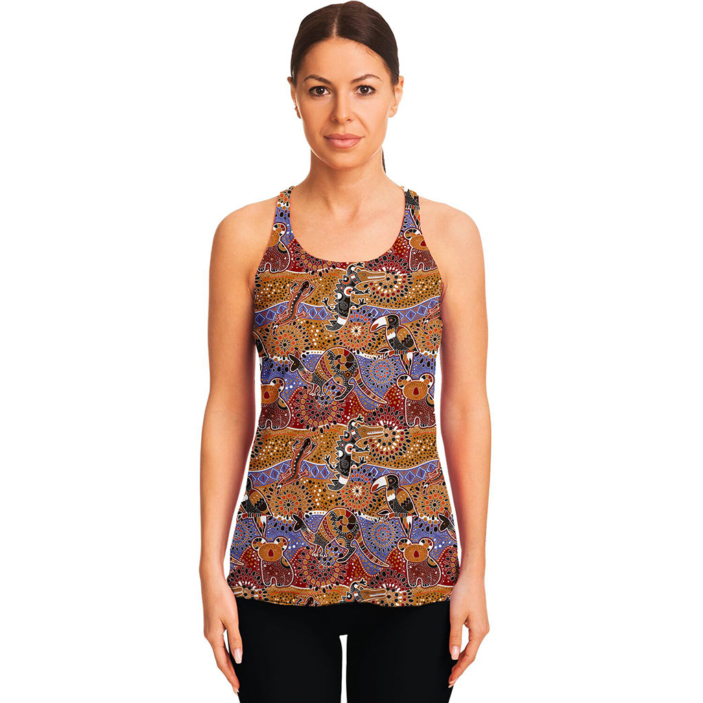 Australian Animals Pattern Print Women's Racerback Tank Top