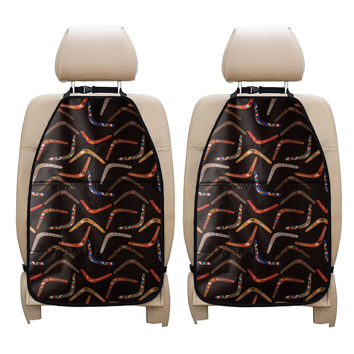 Australian Boomerang Pattern Print Car Seat Organizers