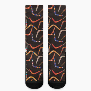 Australian Boomerang Pattern Print Crew Socks