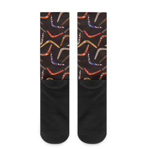 Australian Boomerang Pattern Print Crew Socks