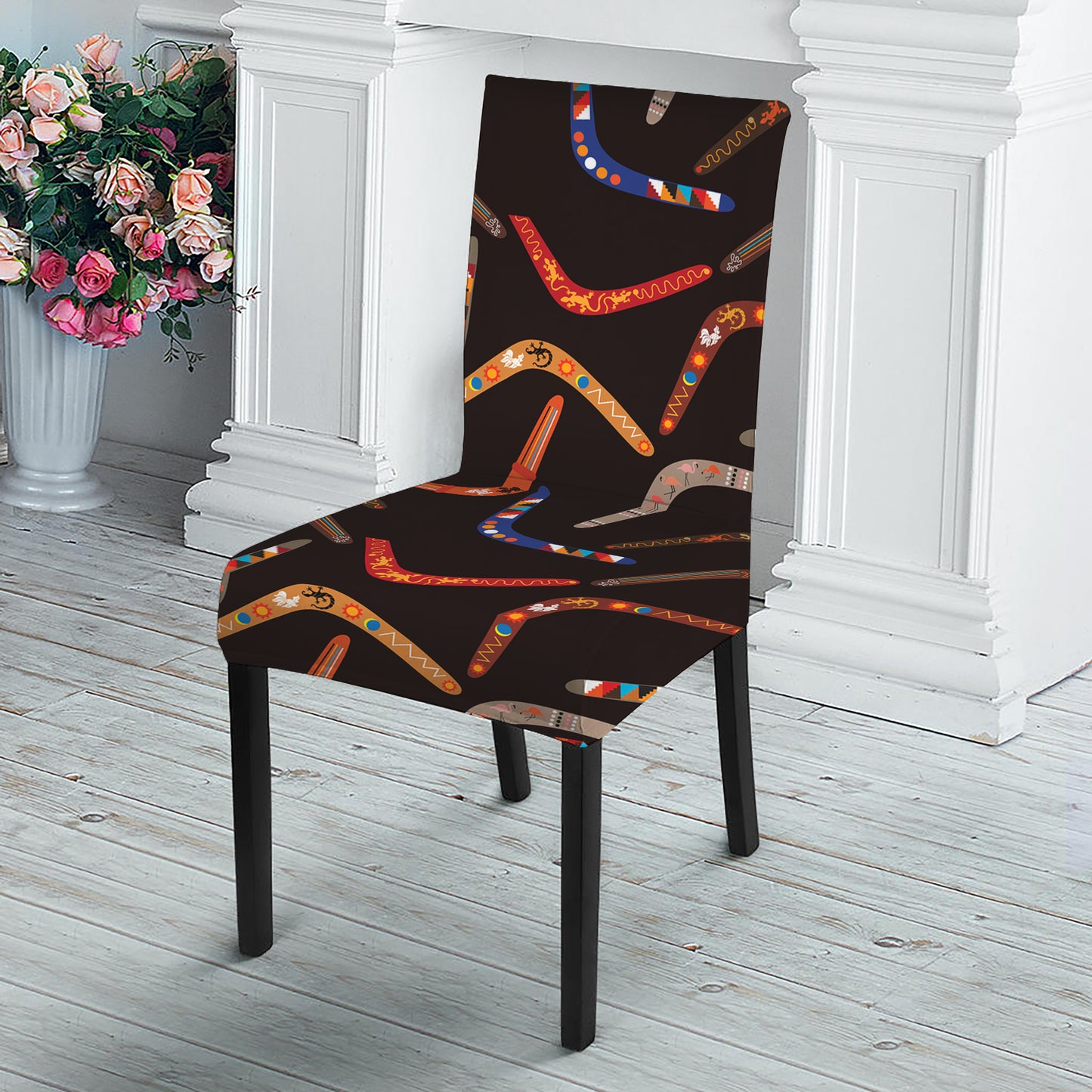 Australian Boomerang Pattern Print Dining Chair Slipcover