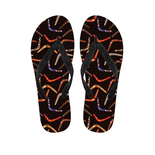 Australian Boomerang Pattern Print Flip Flops