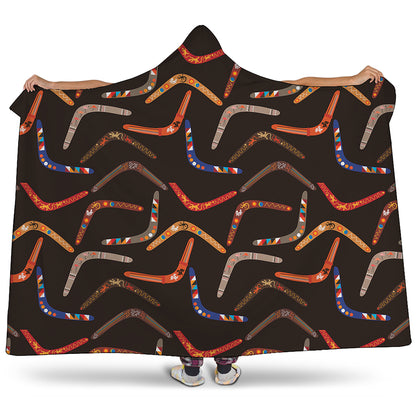 Australian Boomerang Pattern Print Hooded Blanket
