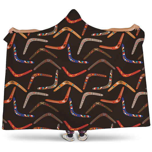 Australian Boomerang Pattern Print Hooded Blanket
