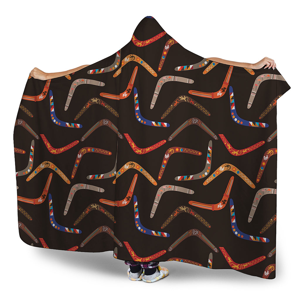Australian Boomerang Pattern Print Hooded Blanket