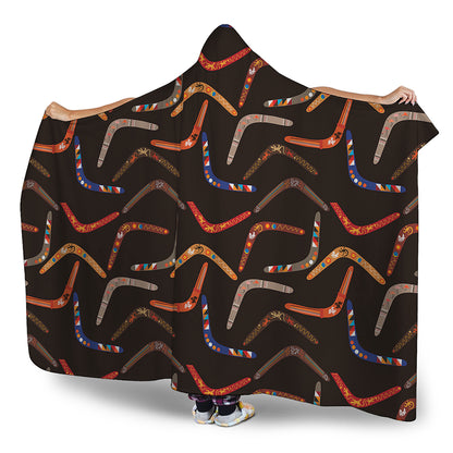 Australian Boomerang Pattern Print Hooded Blanket
