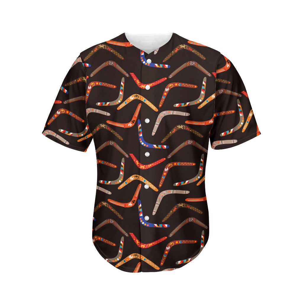 Australian Boomerang Pattern Print Men's Baseball Jersey