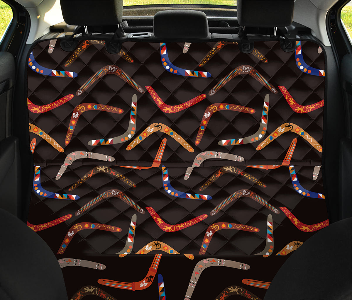 Australian Boomerang Pattern Print Pet Car Back Seat Cover