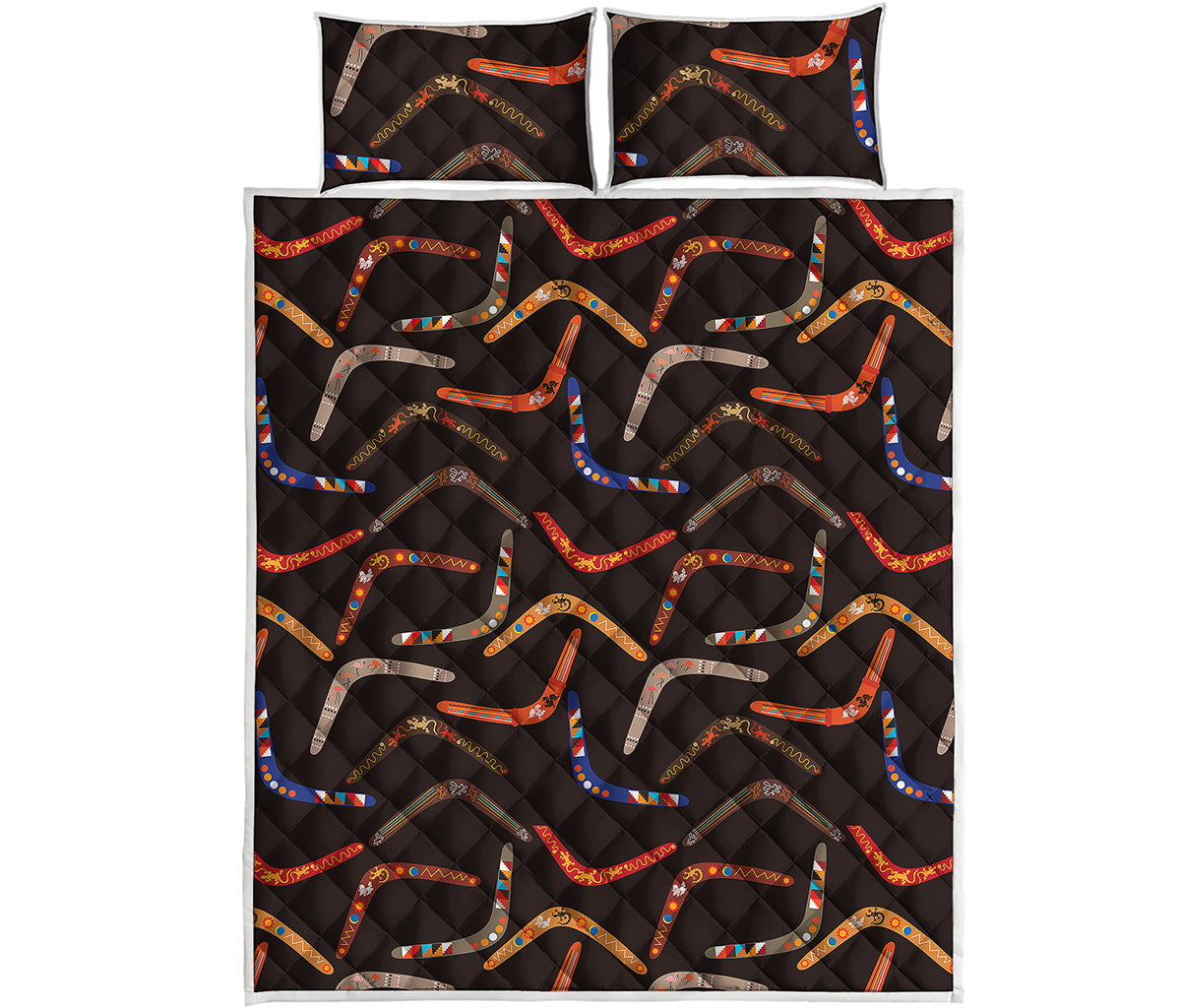 Australian Boomerang Pattern Print Quilt Bed Set