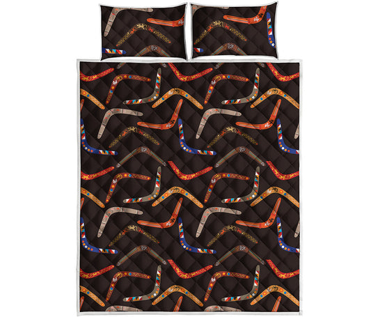 Australian Boomerang Pattern Print Quilt Bed Set