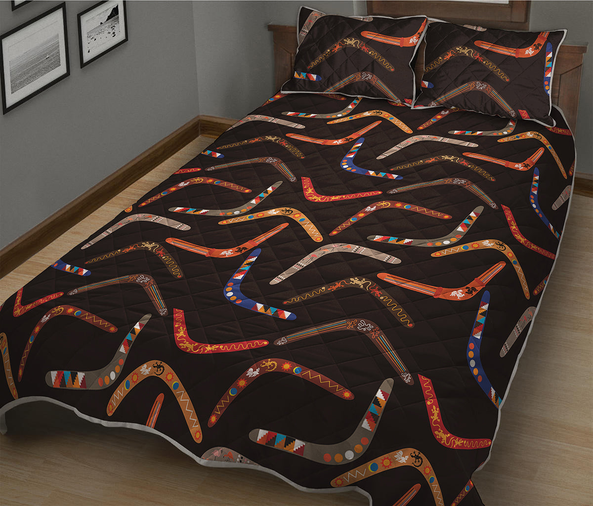 Australian Boomerang Pattern Print Quilt Bed Set