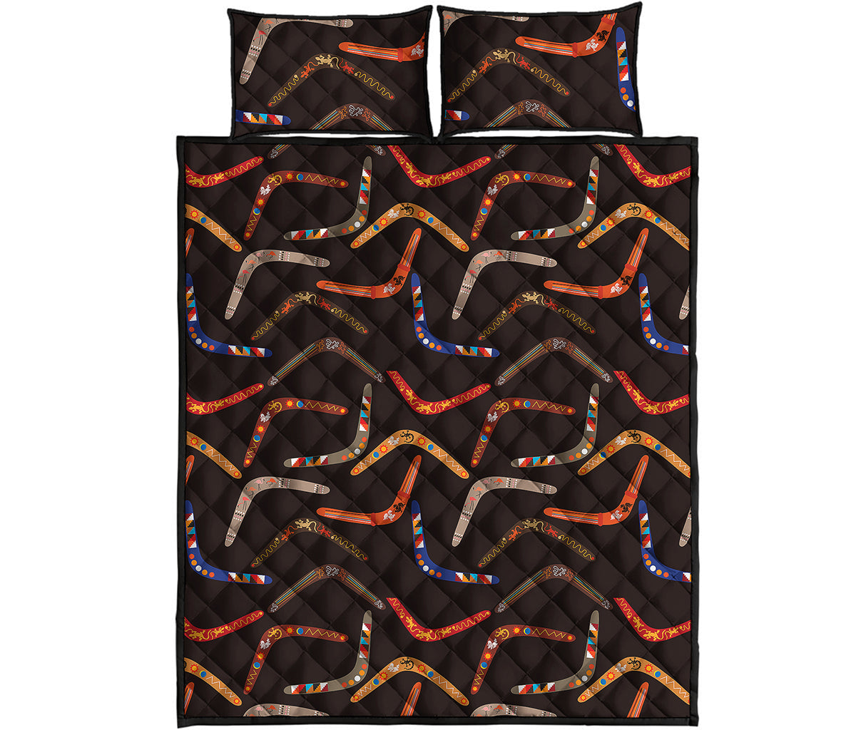 Australian Boomerang Pattern Print Quilt Bed Set