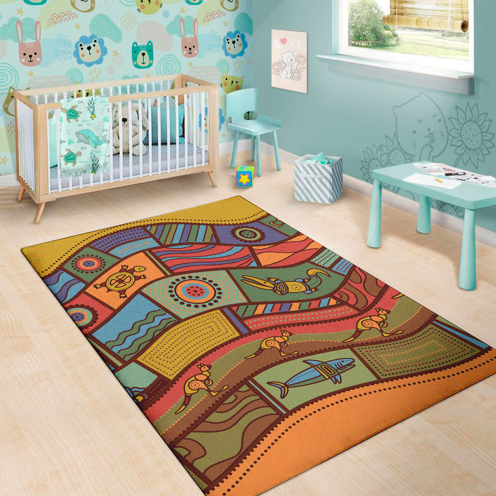 Australian Ethnic Pattern Print Area Rug