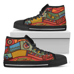 Australian Ethnic Pattern Print Black High Top Shoes